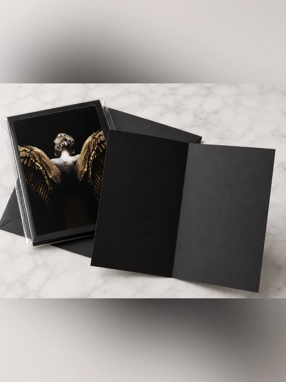 5x7 Dark Angel Wings Luxury Art Greeting Card